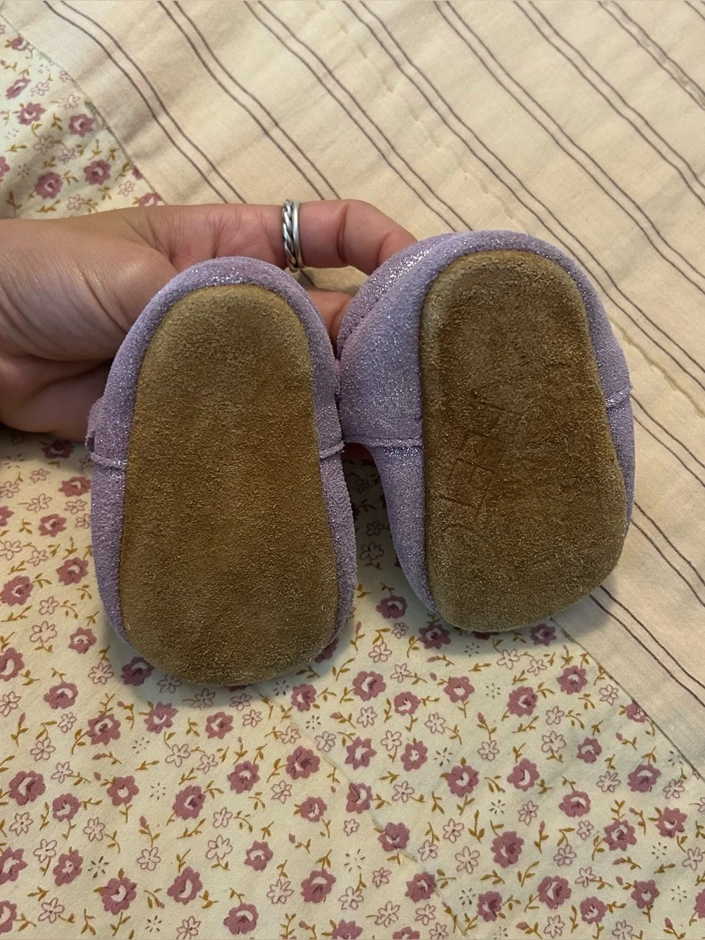 Infant purple glitter monkey feet Mary Jane sandals size 6-12 months